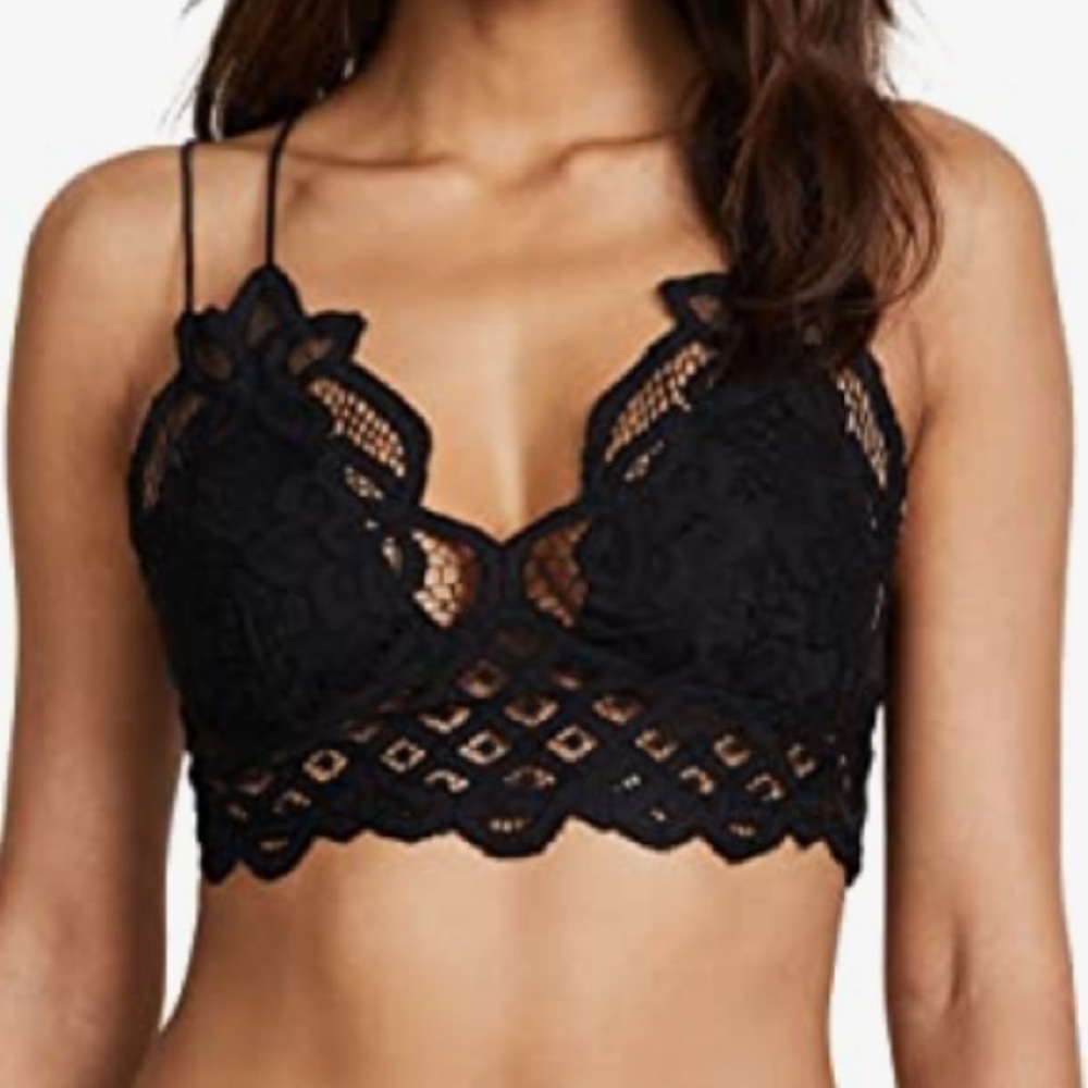 Free People One Adella Bralette Womens Large Black Boho Lace